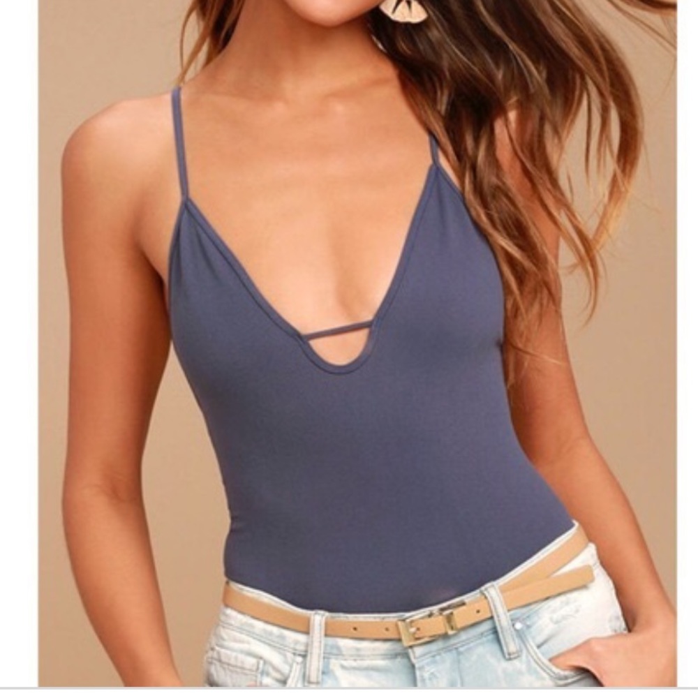 NWT Free People Move Along Bodysuit Grey Purple